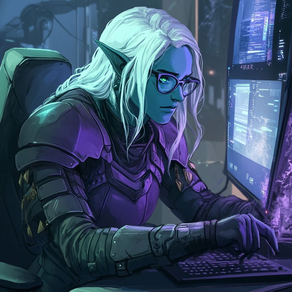 Guardiana de Aden trabajando en el mundo del servidor
